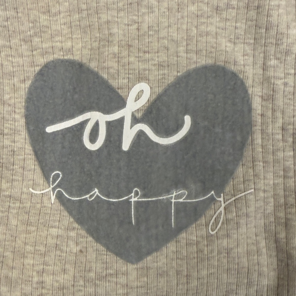 Neutral Gray Ribbed Heart Footie One-Piece - Picture 3 of 4